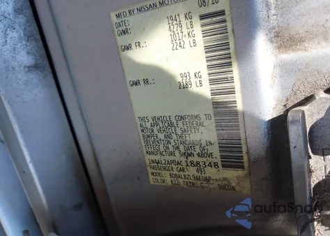 2010 Nissan Altima 2.5 S z USA, uszkodzony, nr VIN 1N4AL2AP0AC188348